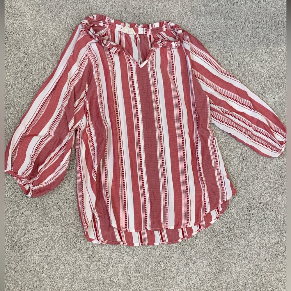 Ruby Jayne Striped Ruffle V-neck Medium Beach Lightweight